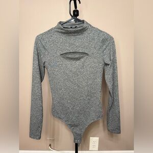 Express Body Contour Gray Long Sleeve Bodysuit